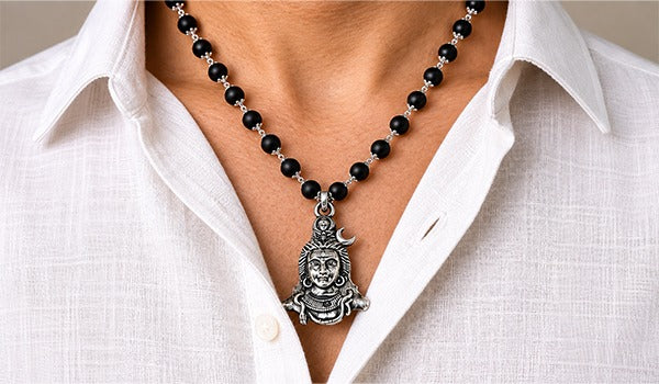 Karungali cap mala with Shiv locket