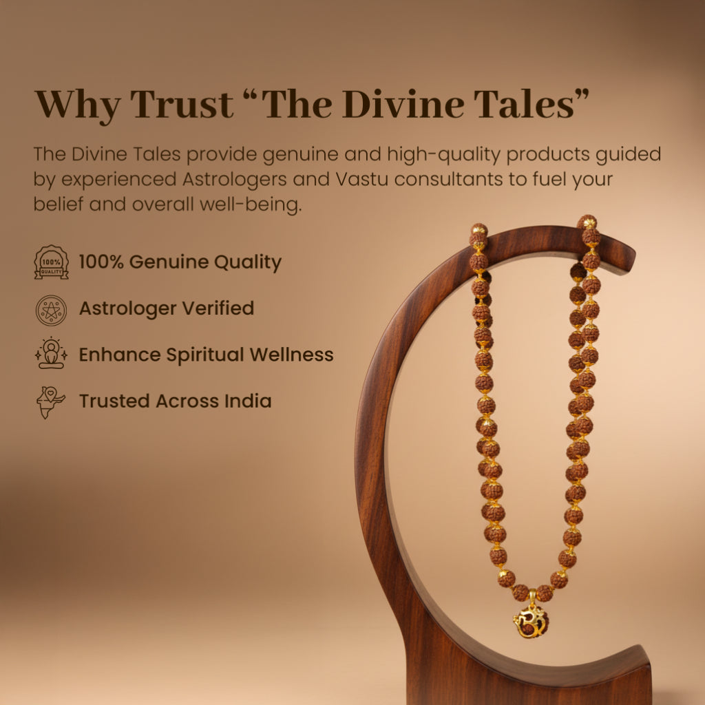 Divine Rudraksha Golden Cap Mala – Single Bead Spiritual Necklace