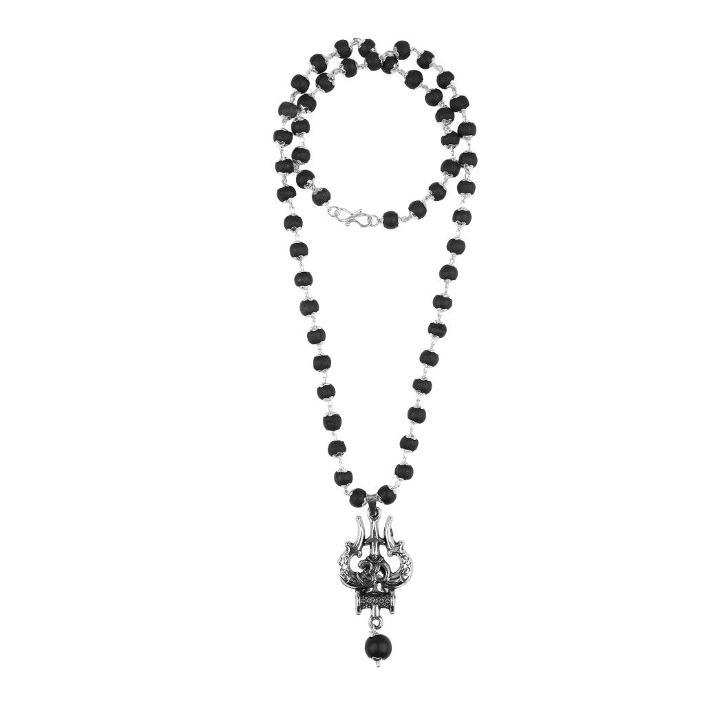 Mahadev Trishul Karungali Cap Mala – Divine Protection Necklace (Small Bead)
