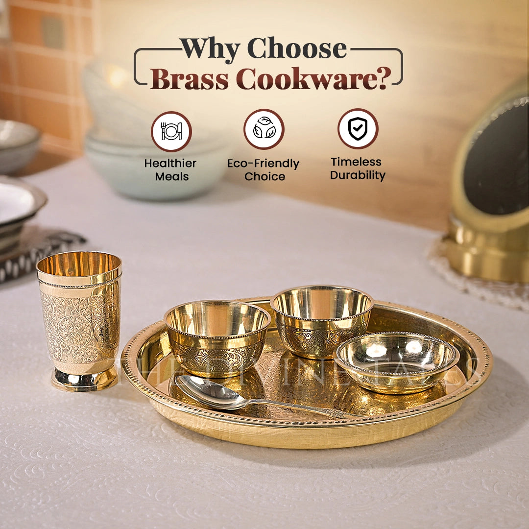 Brass Etching Dana Thali Set of 6