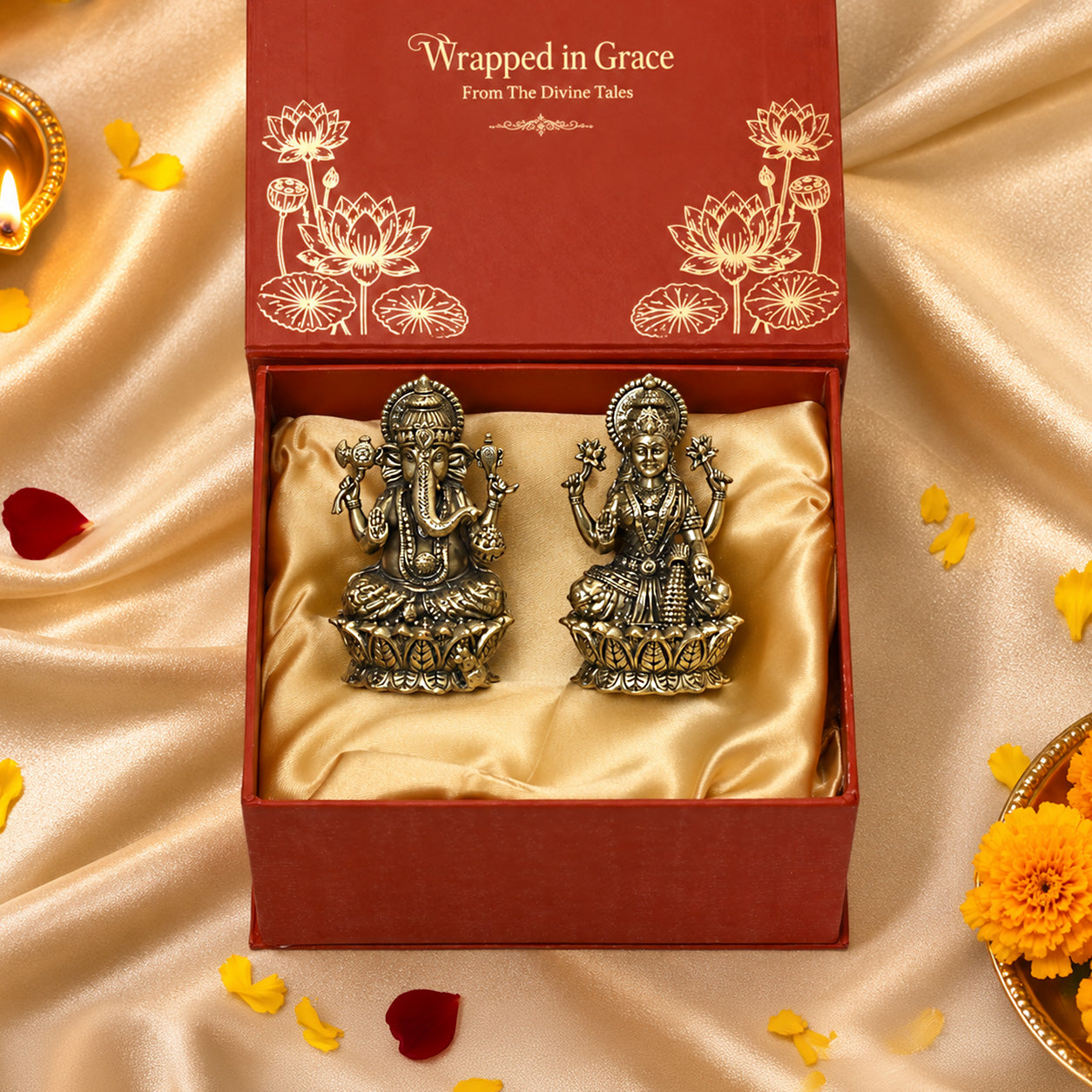 Laxmi Ganesh Brass Idol with Gift Box