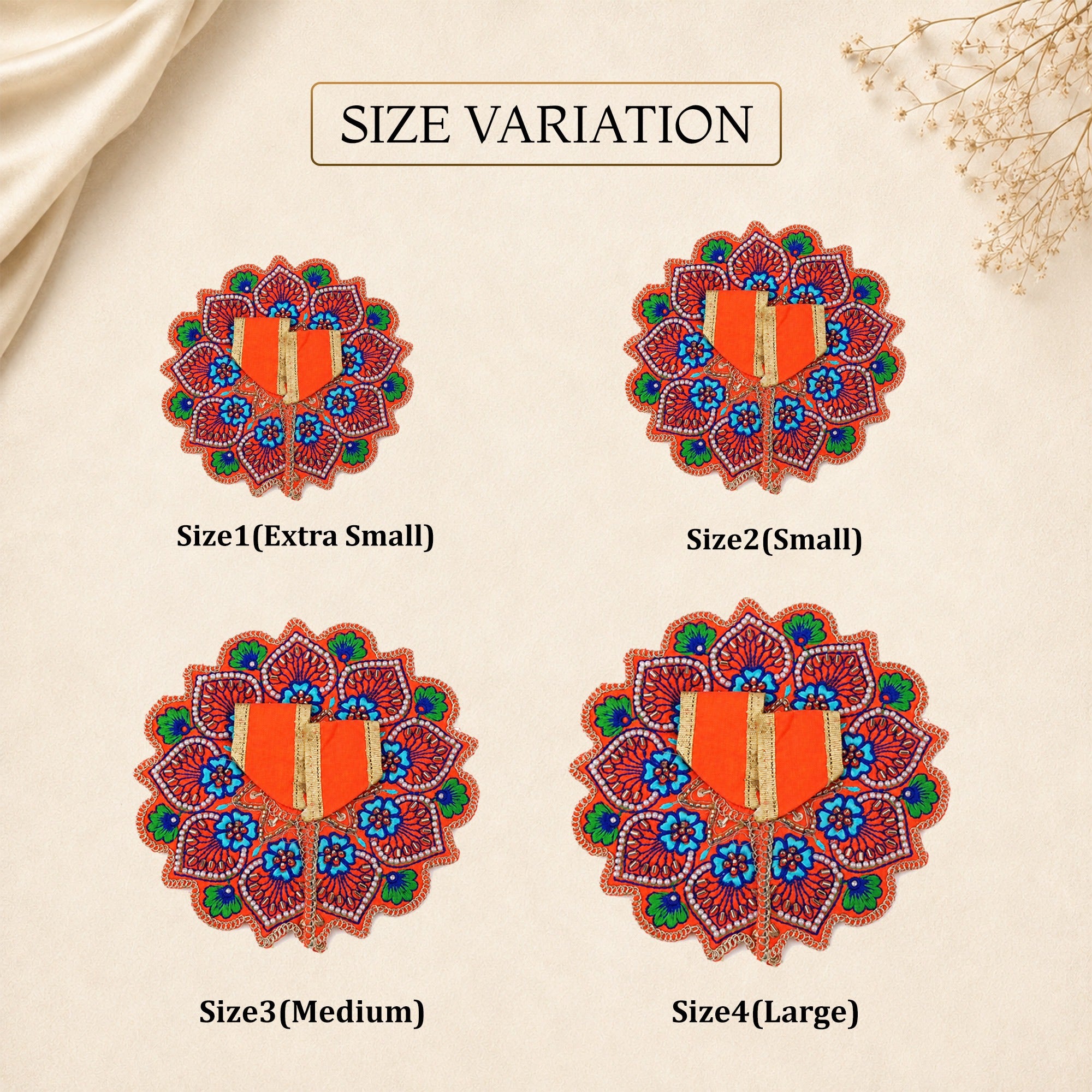 Floral Orange-Pink Laddu Gopal Dress