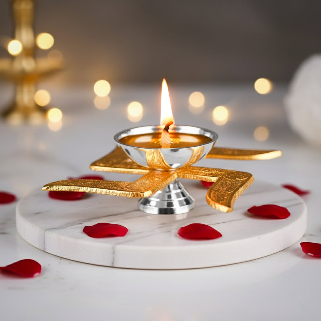 Brass Swastik Diya