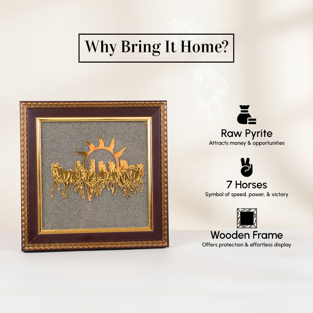 7 Horses on Raw Pyrite Frame