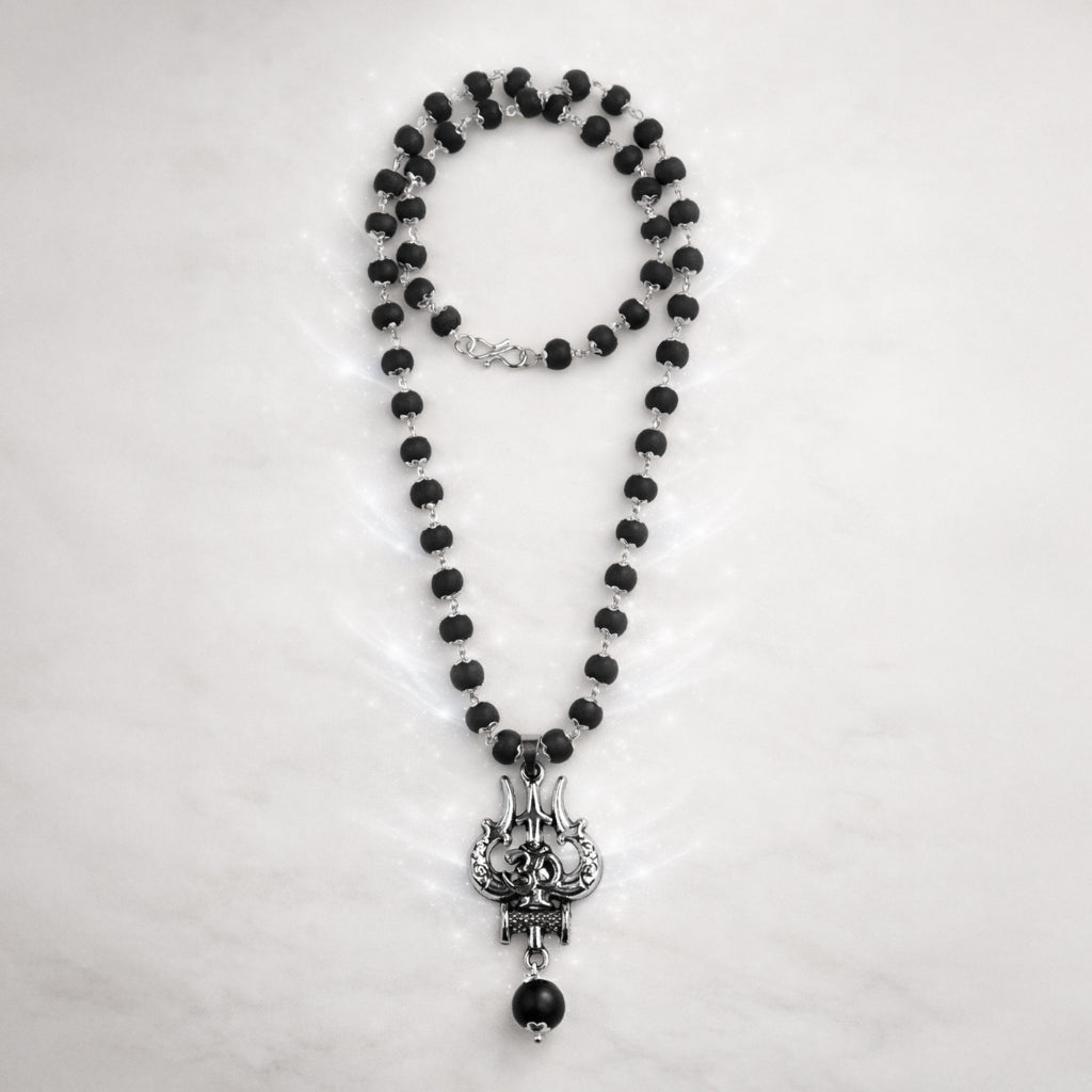 Mahakaal Trishul Karungali Cap Mala – Power & Protection Necklace (Big Locket)