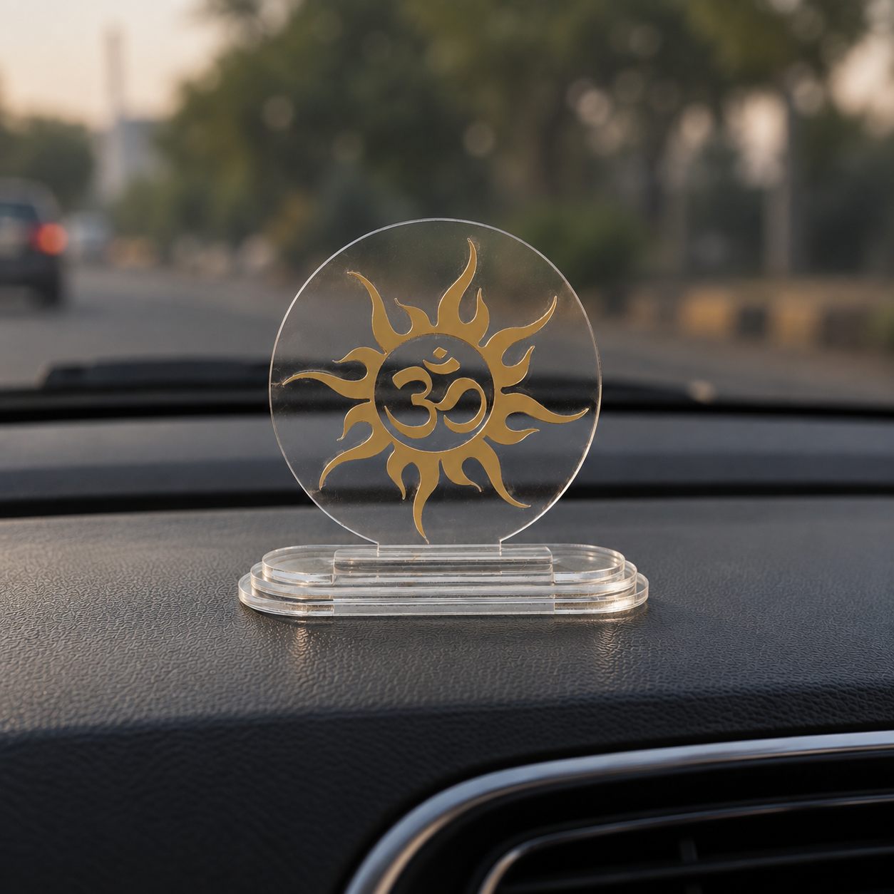 Om Tejas Acrylic Car Dashboard