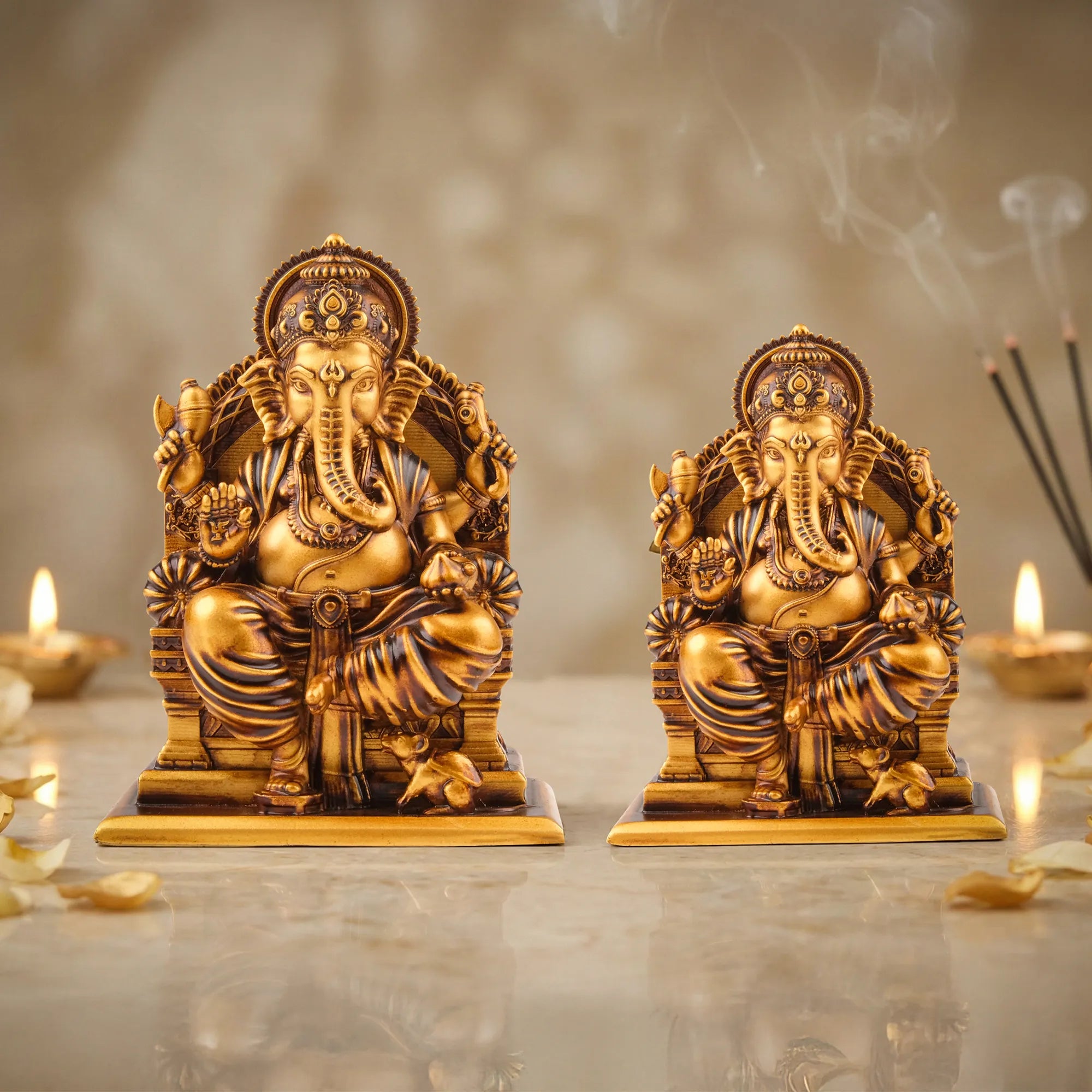 Lalitasana Ganesha Idol – Antique Finish Symbol of Divine Grace