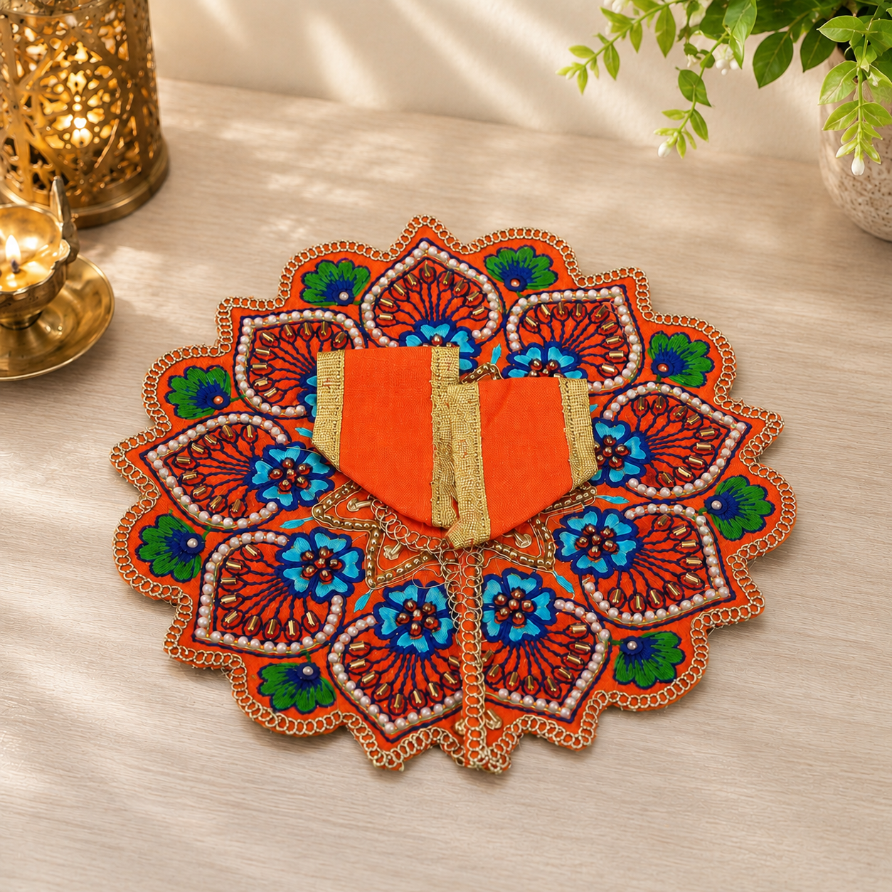 Floral Orange-Pink Laddu Gopal Dress