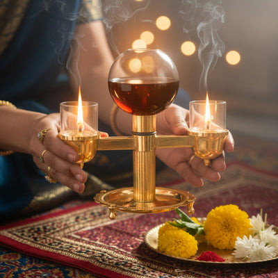 Two-Sided Brass Akhand Diya