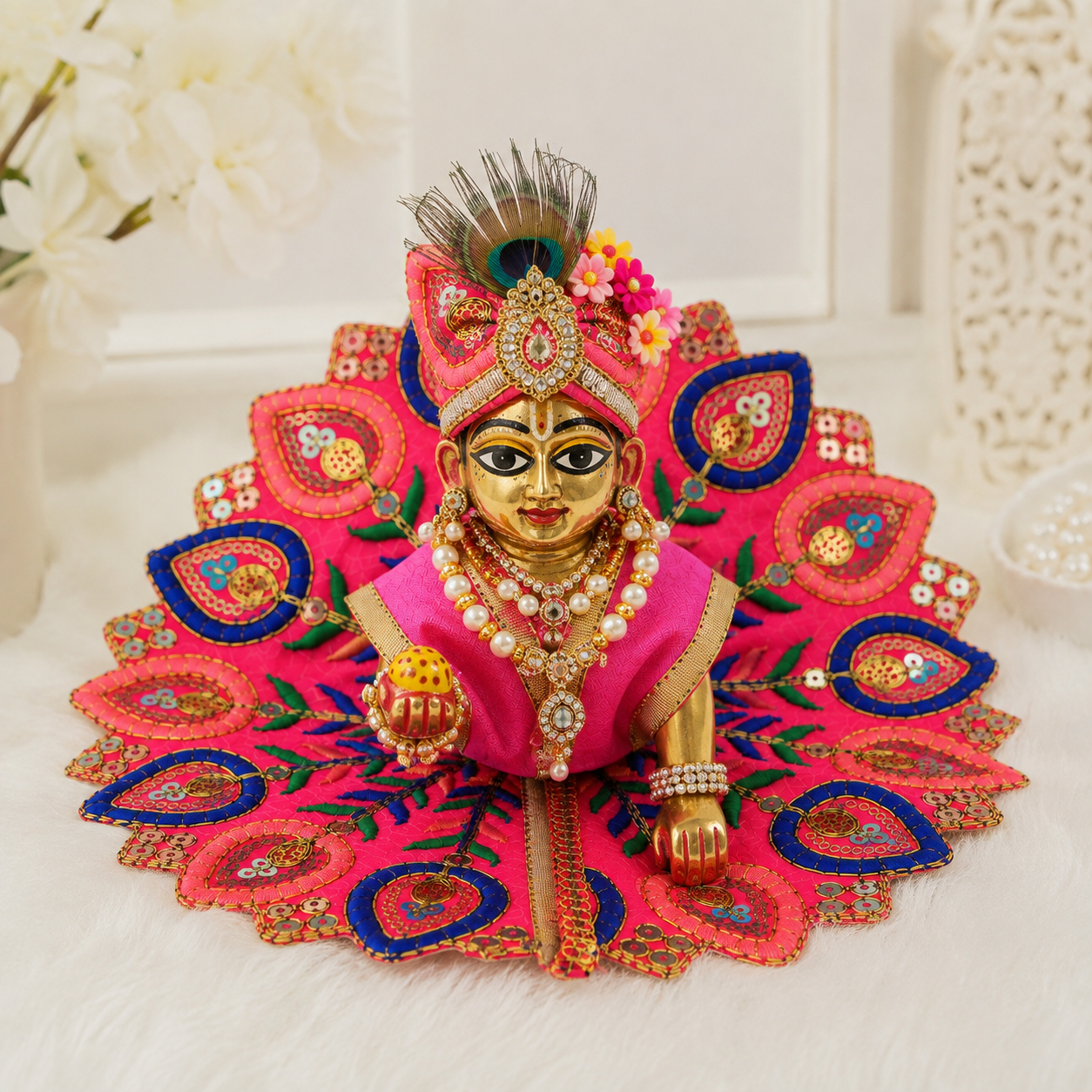 Floral Pink Laddu Gopal Dress