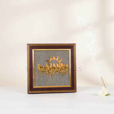 7 Horses on Raw Pyrite Frame