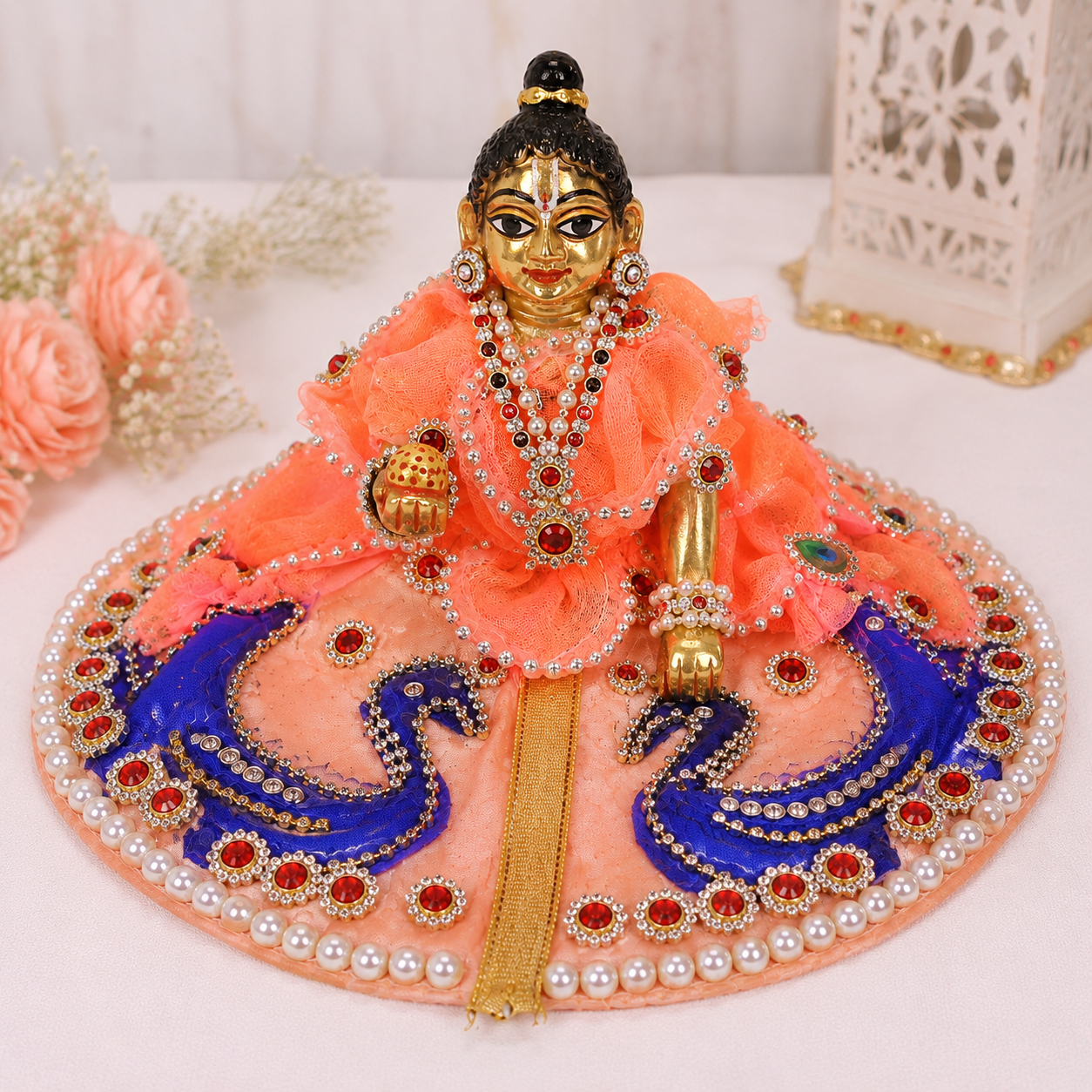 Peacock Design Laddu Gopal Dress