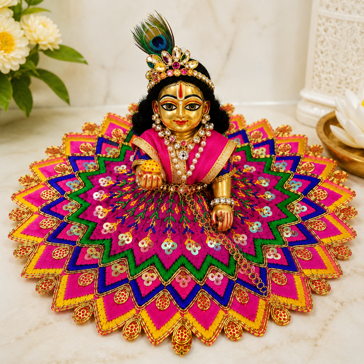 Floral Multicolor Laddu Gopal Dress