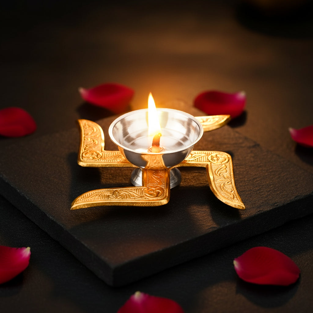 Brass Swastik Diya