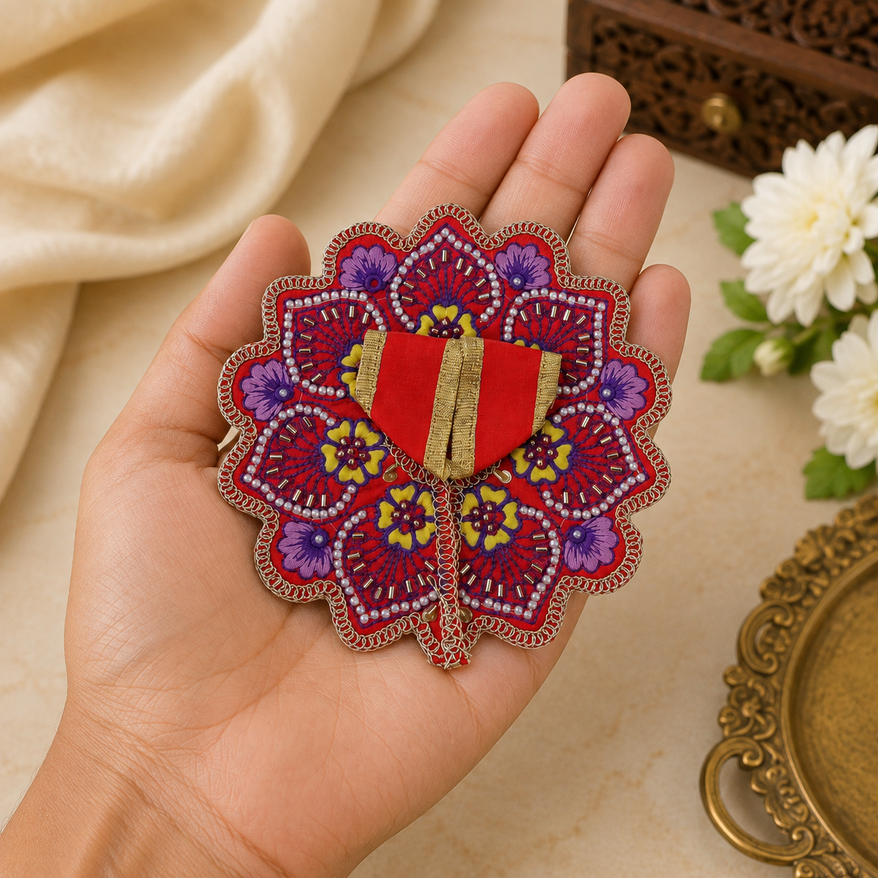 Floral Red-Violet Laddu Gopal Dress