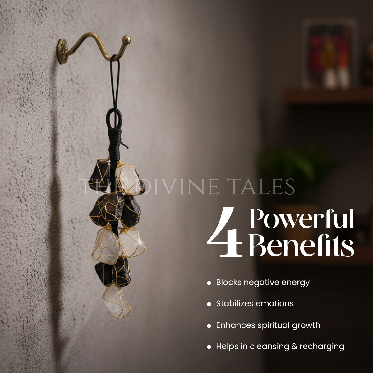 Black Tourmaline & Selenite Hanging Charm