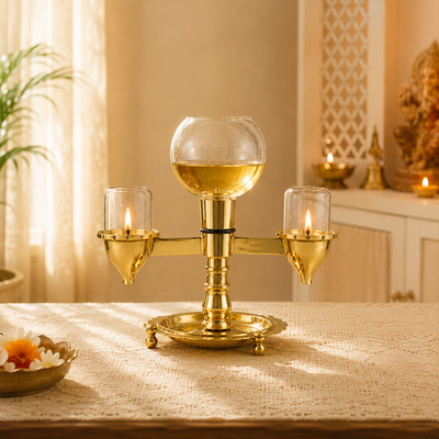 Two-Sided Brass Akhand Diya