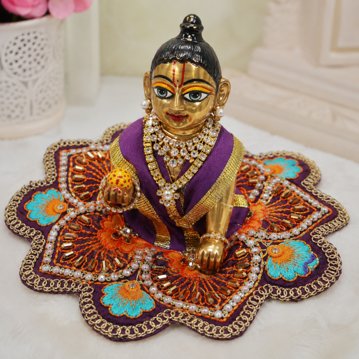 Floral Violet Laddu Gopal Dress