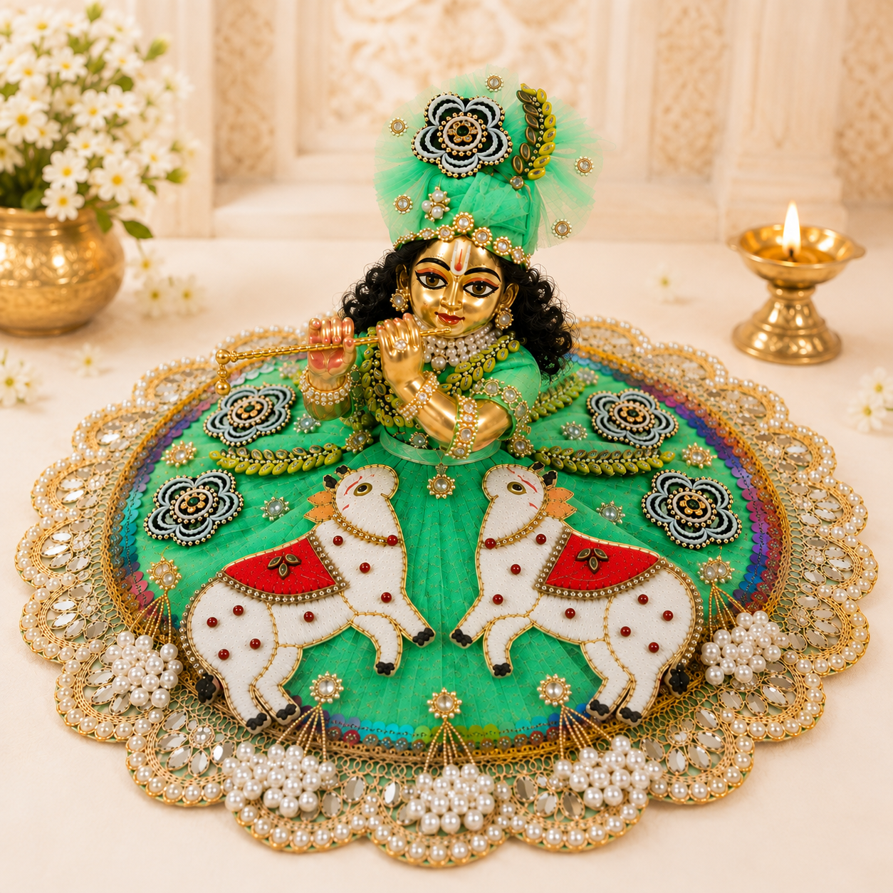 Cow Design Laddu Gopal Dress