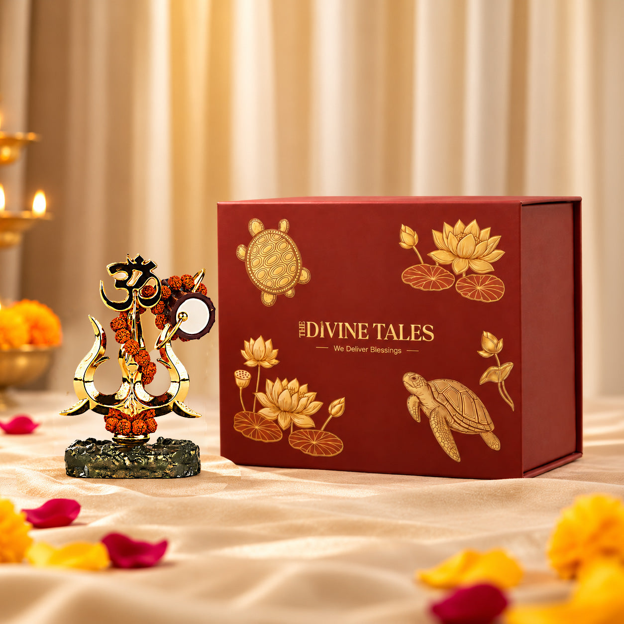 Trishul with Rudraksha & Damru Idol With Gift Box