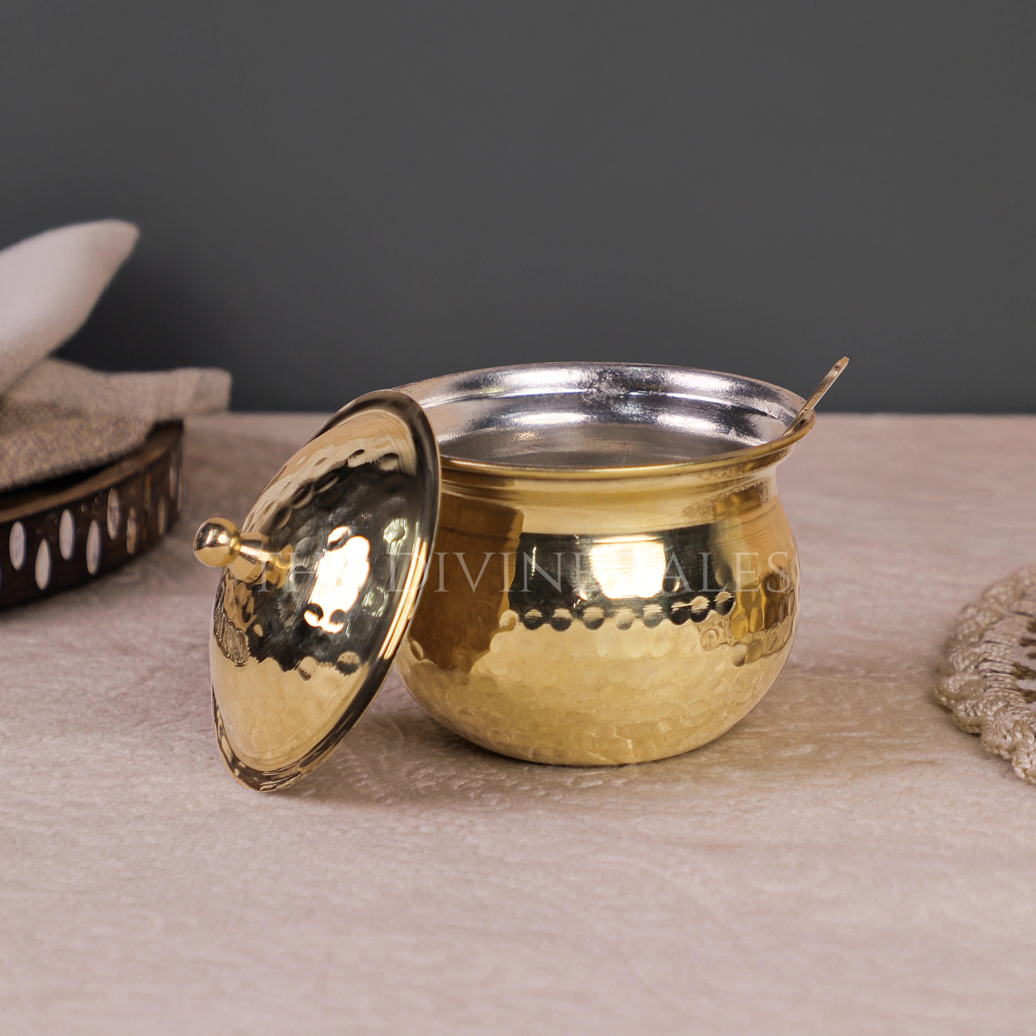 Brass Hammered Ghee Pot