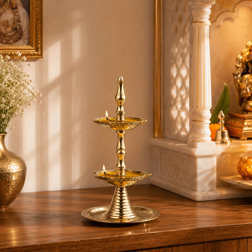 2 Layer Brass Kerala Oil Lamp