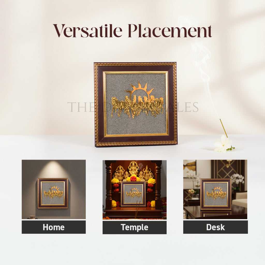 7 Horses on Raw Pyrite Frame