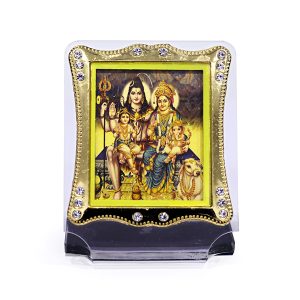 Lord Shiva Family Acrylic Case Photo Frame Car Dashboard With Tape