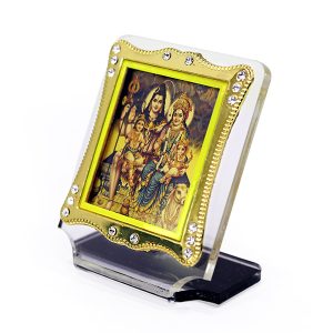 Lord Shiva Family Acrylic Case Photo Frame Car Dashboard With Tape