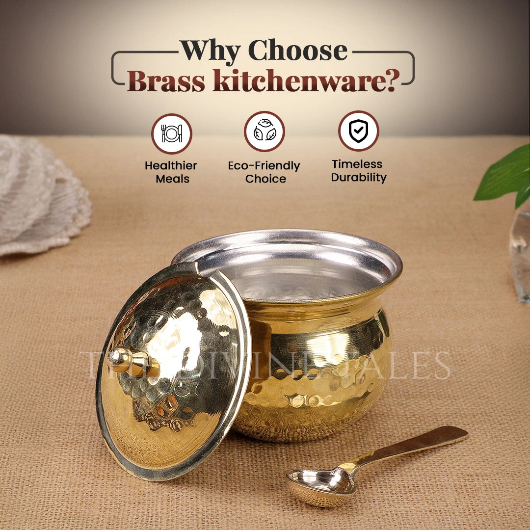 Brass Hammered Ghee Pot