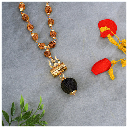 Rudraksha Trishul Damru Locket