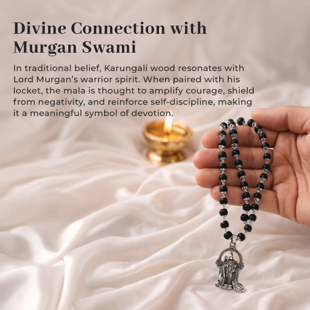Divine Karungali Mala with Murugan Swami Locket