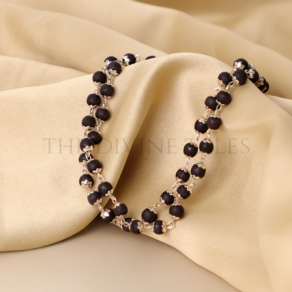 Silver Cap Karungali Mala