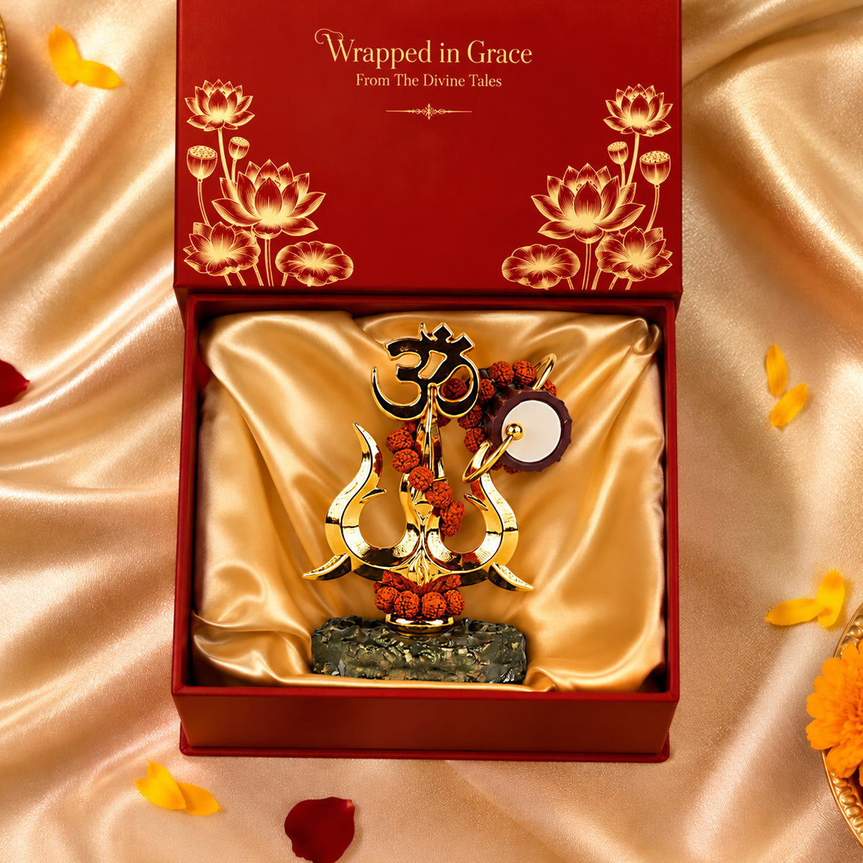 Trishul with Rudraksha & Damru Idol With Gift Box