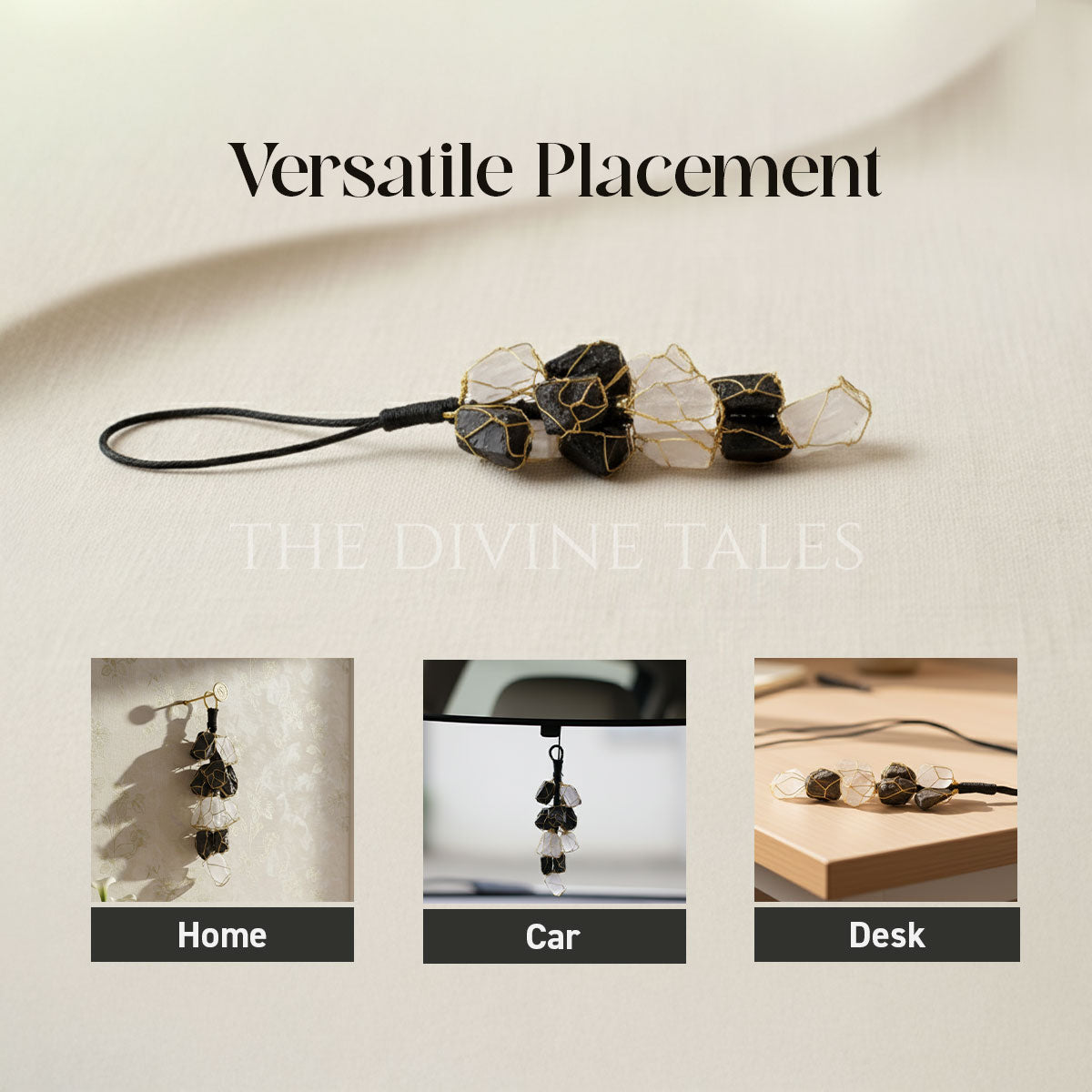 Black Tourmaline & Selenite Hanging Charm