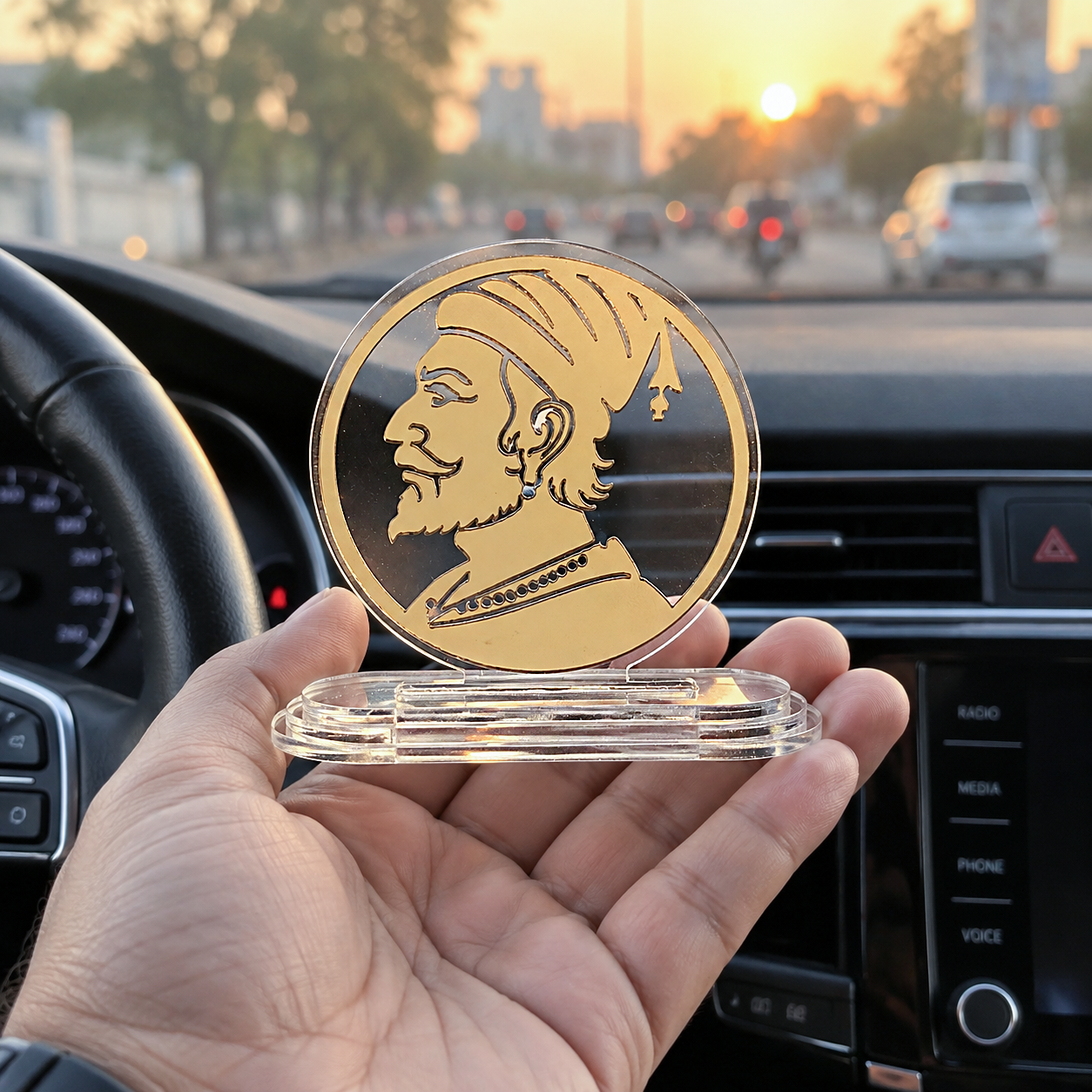 Shivaji Maharaj Car Dashboard Idol
