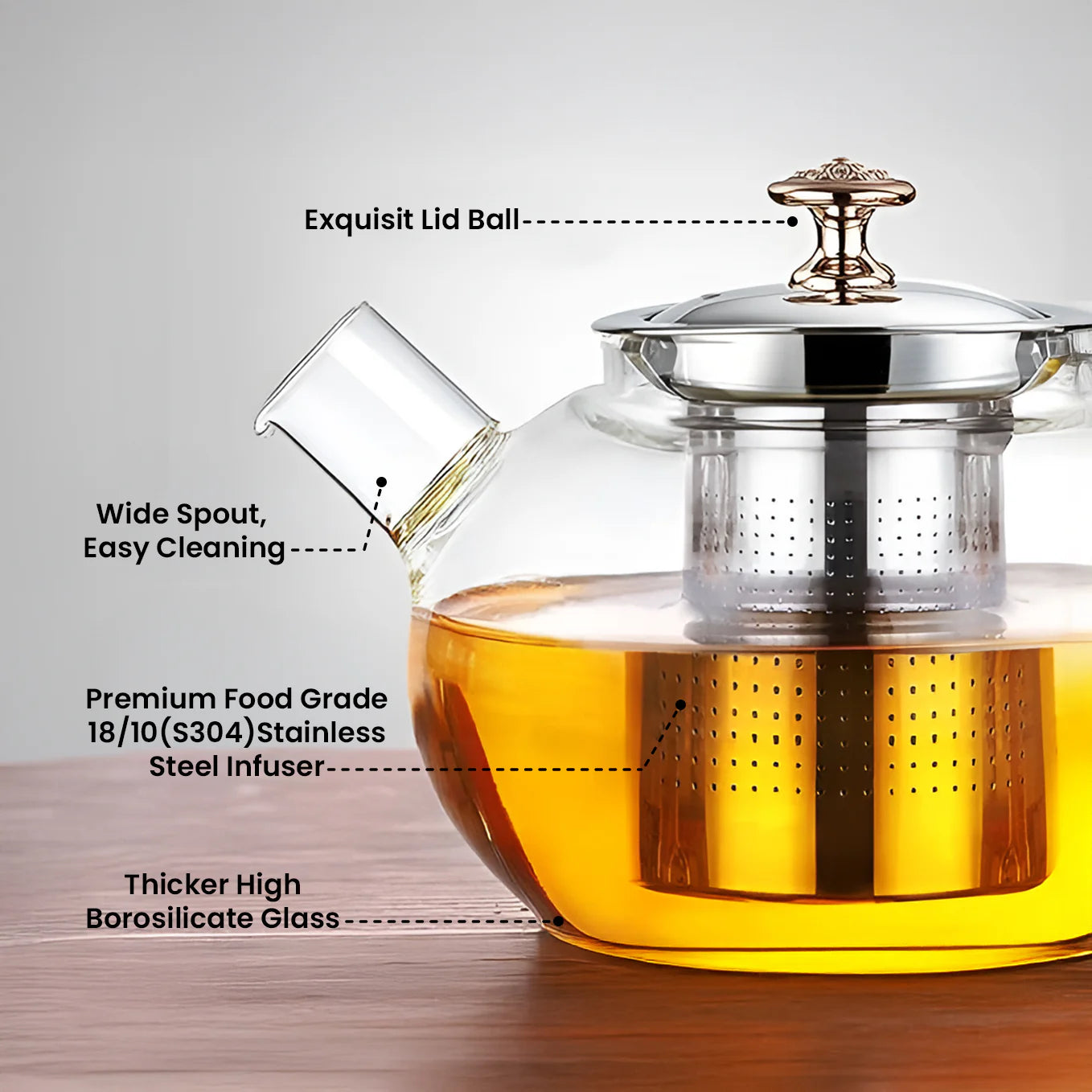 Glass Teapot with Steel Infuser