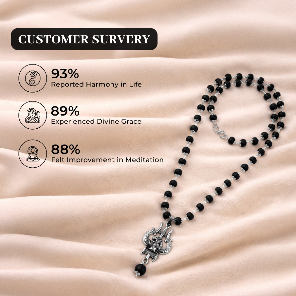 Mahadev Trishul Karungali Cap Mala – Divine Protection Necklace (Small Bead)