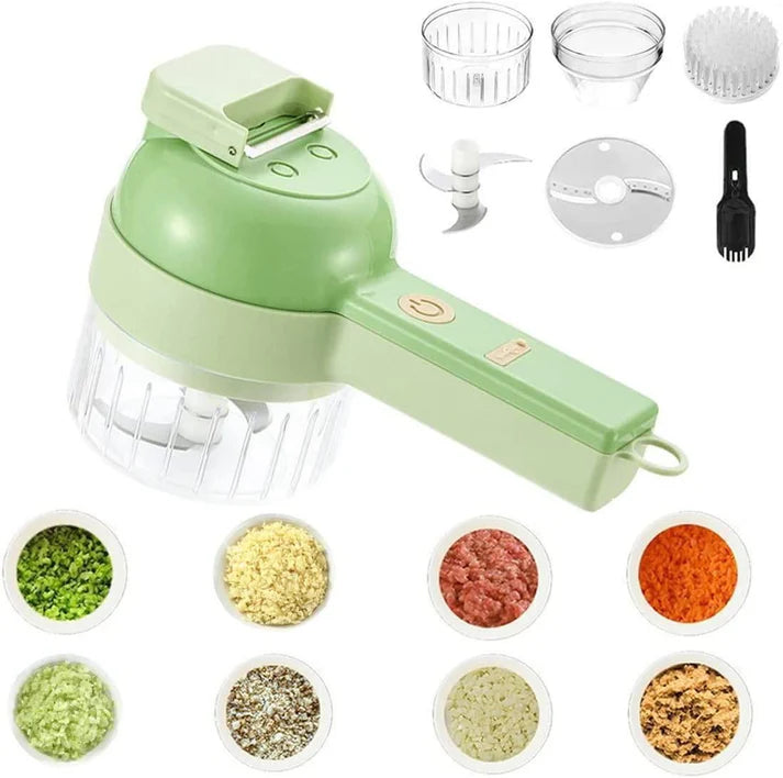 4-in-1 Portable Electric Vegetable Cutter | Chopper, Slicer, Grinder & Peeler in One