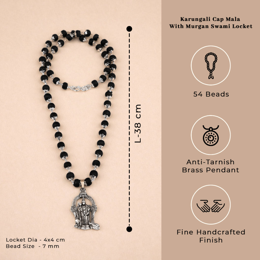 Divine Karungali Mala with Murugan Swami Locket