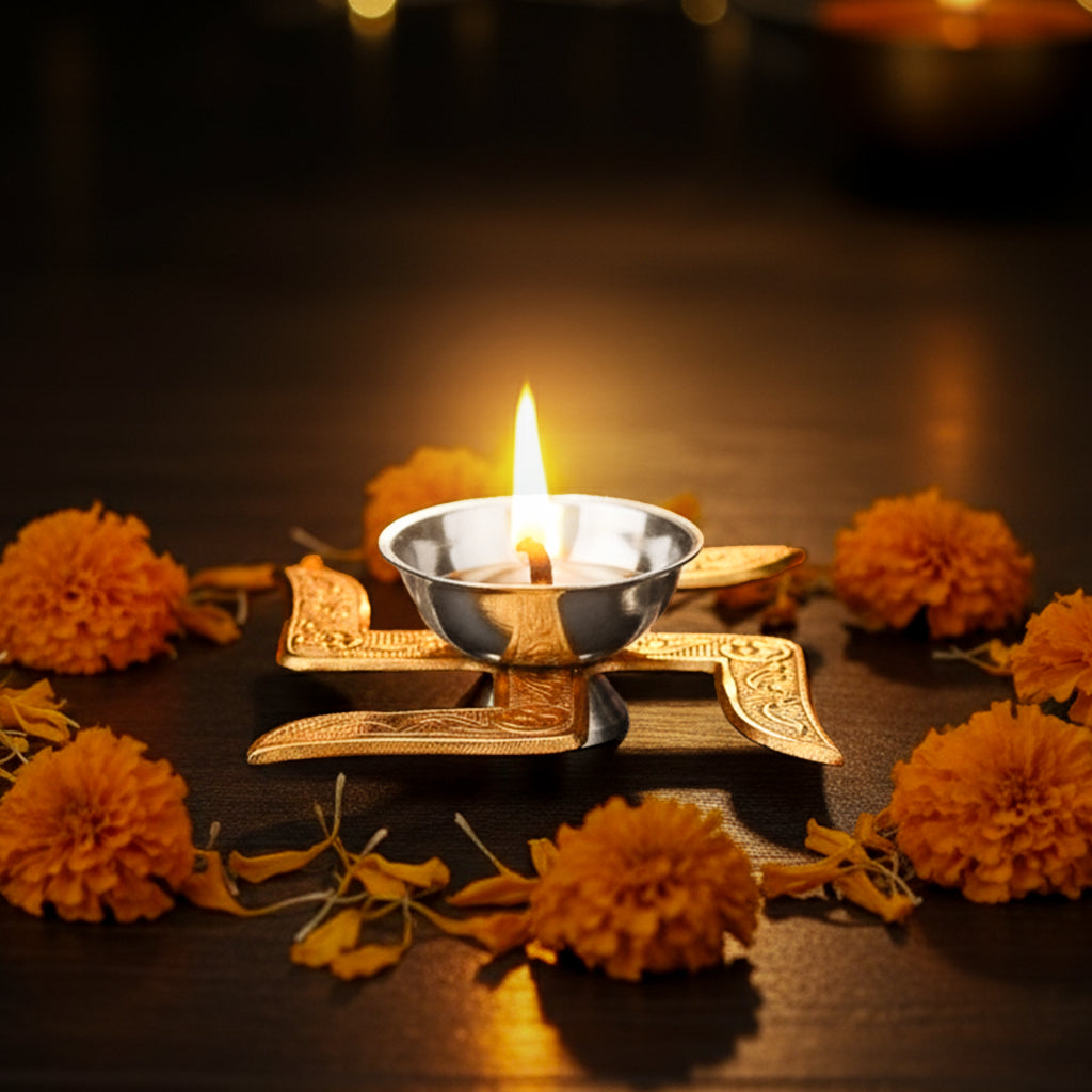 Brass Swastik Diya