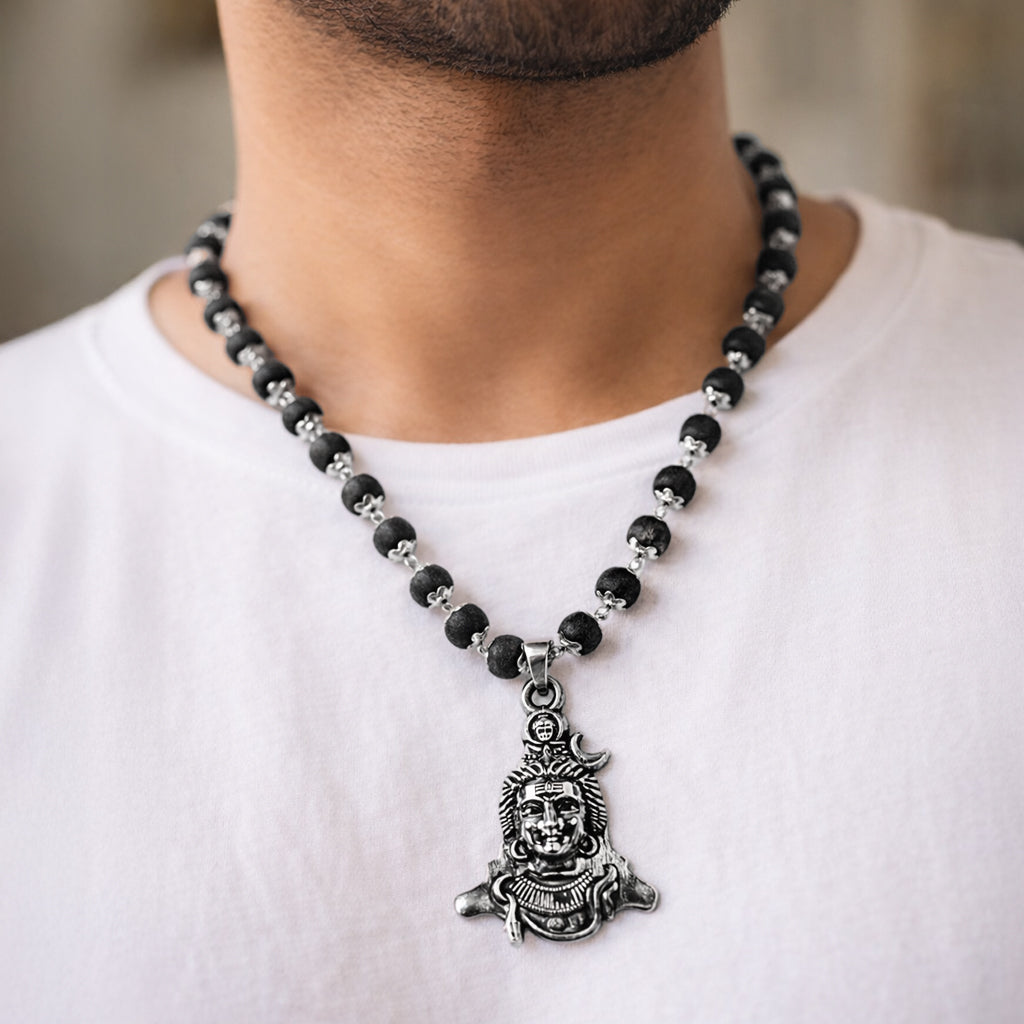 Karungali cap mala with shiv locket