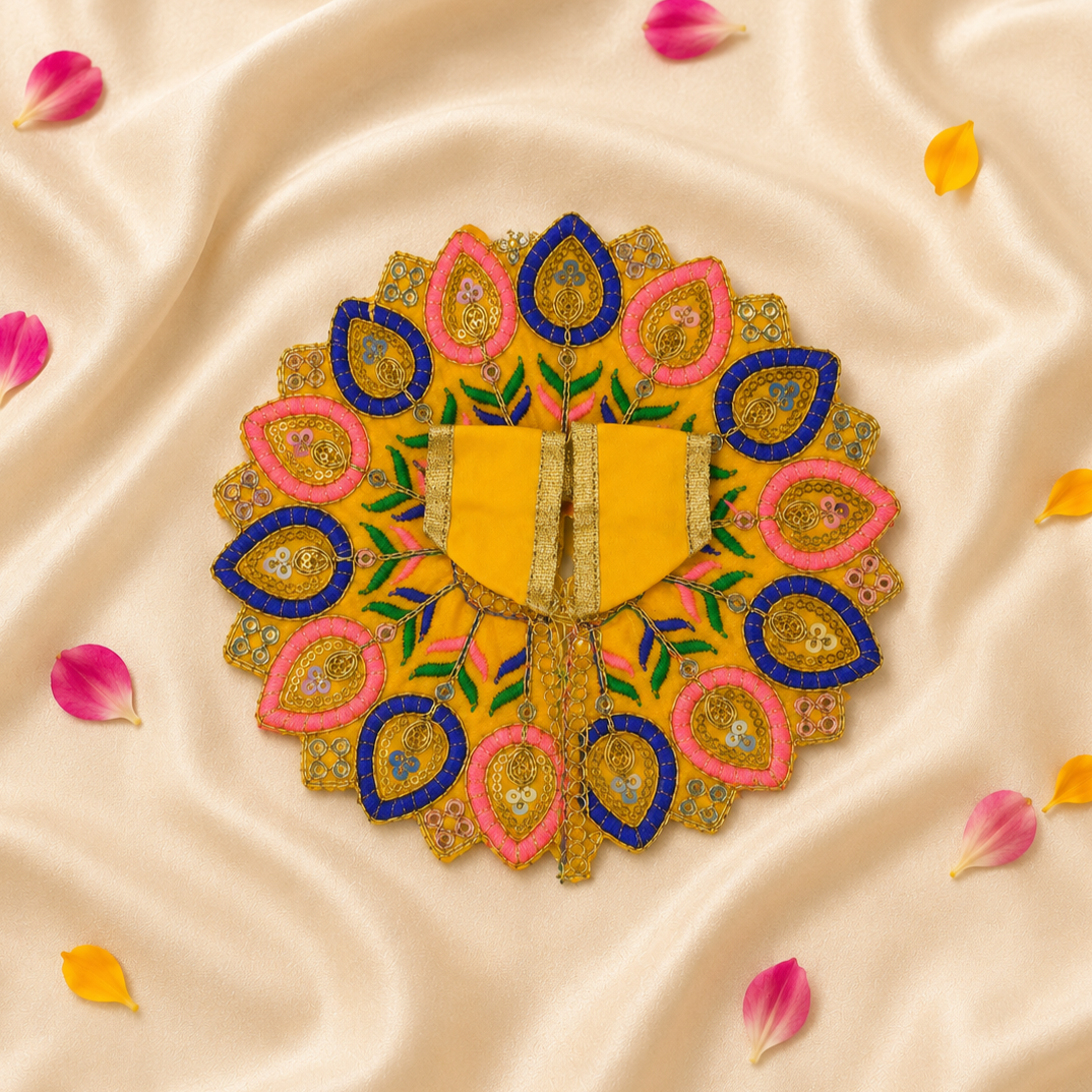 Floral Yellow-Blue Laddu Gopal Dress