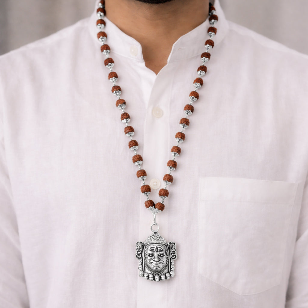 Mahakaal Shakti Rudraksha Cap Mala – Divine Protection Necklace