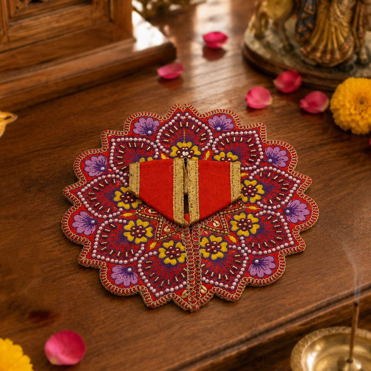 Floral Red-Violet Laddu Gopal Dress