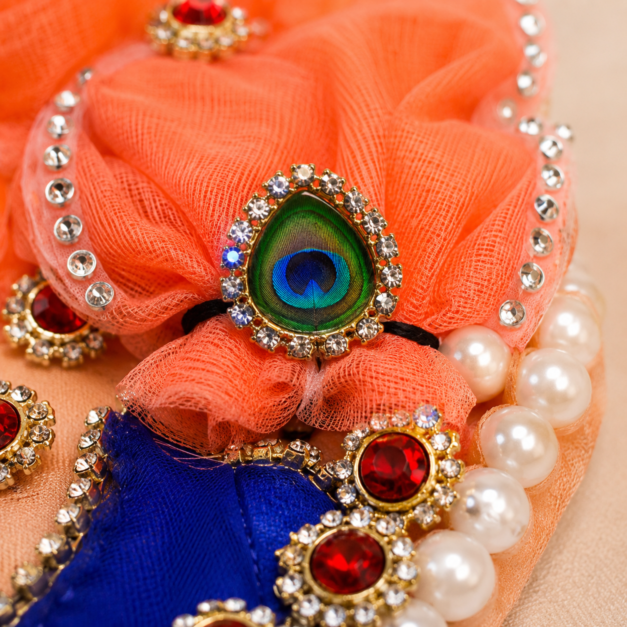 Peacock Design Laddu Gopal Dress