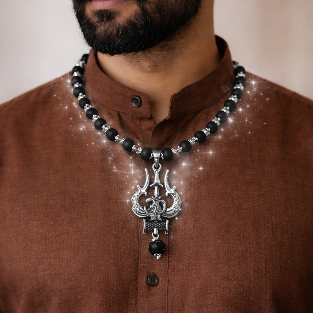 Mahakaal Trishul Karungali Cap Mala – Power & Protection Necklace (Big Locket)