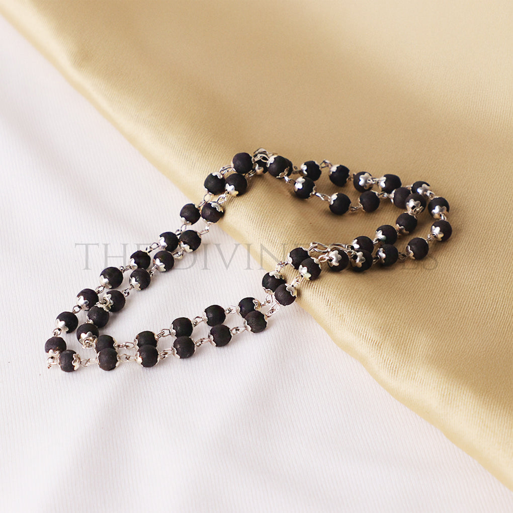 Silver Cap Karungali Mala