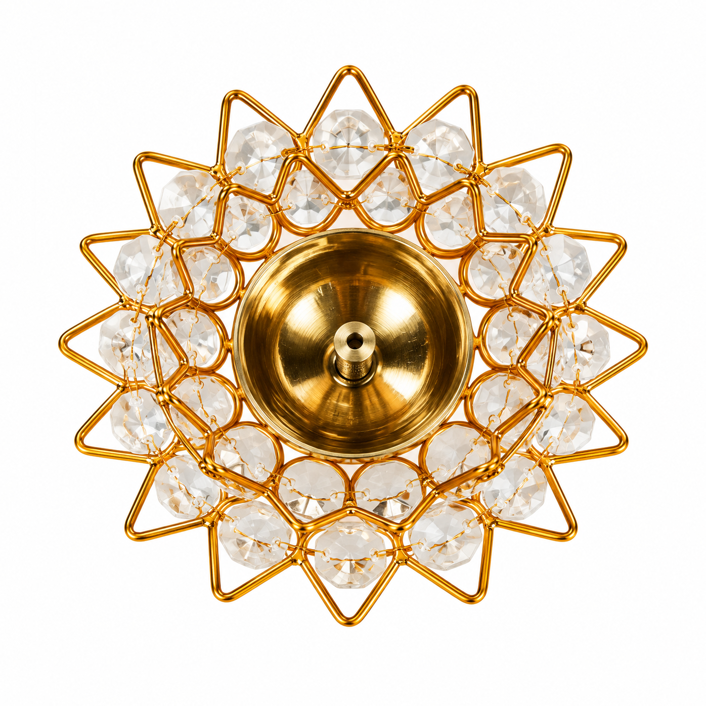 Brass Kamal Crystal Diya