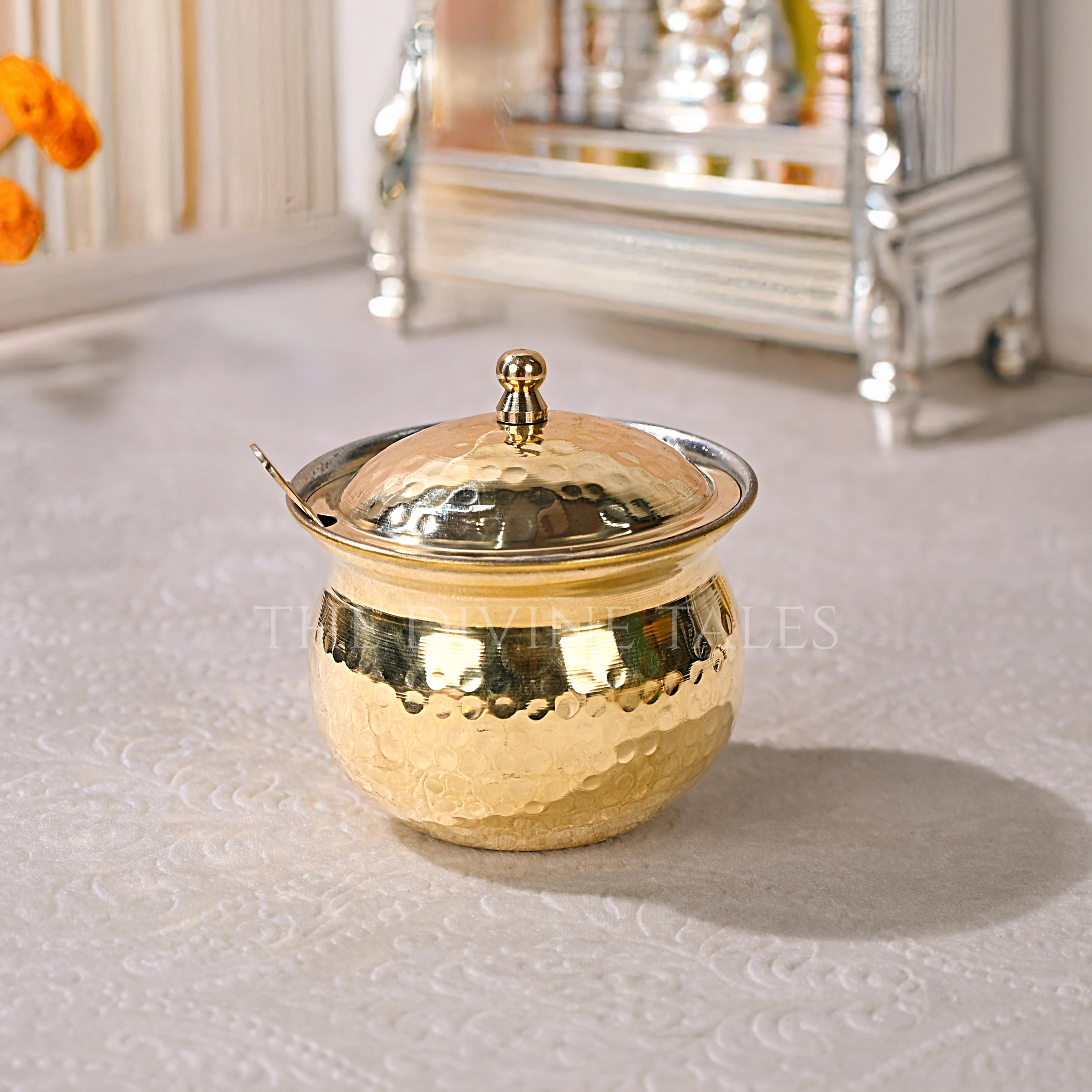 Brass Hammered Ghee Pot